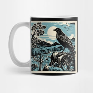 Lino Cut Birds Mug